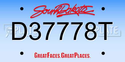 D37778T South Dakota License Plate