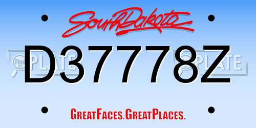 D37778Z South Dakota License Plate