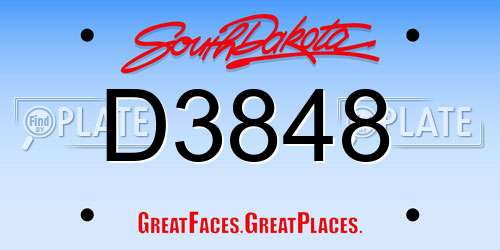 D3848 South Dakota License Plate