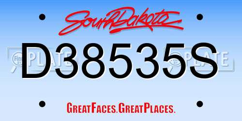 D38535S South Dakota License Plate
