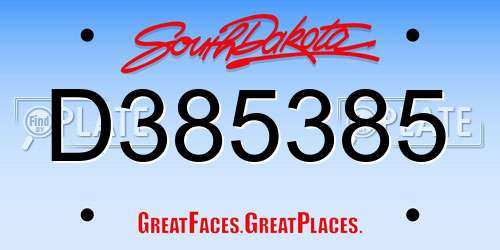 D385385 South Dakota License Plate