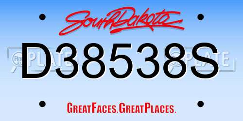 D38538S South Dakota License Plate