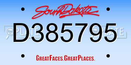 D385795 South Dakota License Plate
