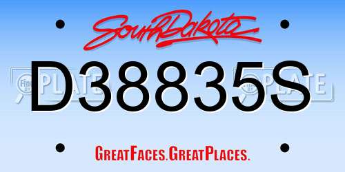 D38835S South Dakota License Plate