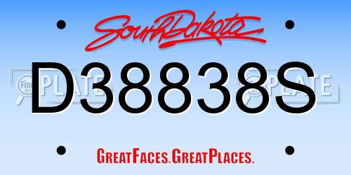 D38838S South Dakota License Plate