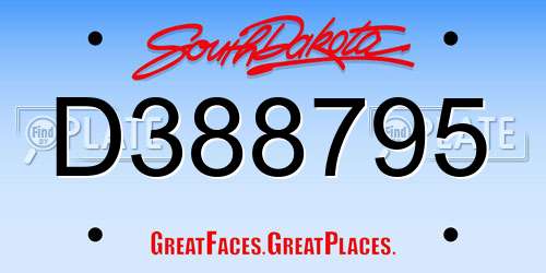 D388795 South Dakota License Plate