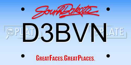 D3BVN South Dakota License Plate