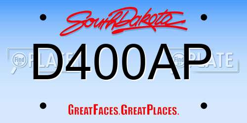 D400AP South Dakota License Plate