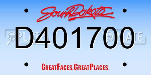 D401700 South Dakota License Plate
