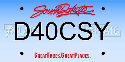 D40CSY South Dakota License Plate