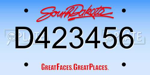 D423456 South Dakota License Plate