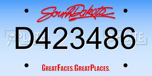 D423486 South Dakota License Plate