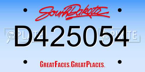 D425054 South Dakota License Plate
