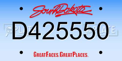 D425550 South Dakota License Plate