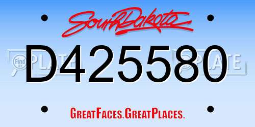 D425580 South Dakota License Plate