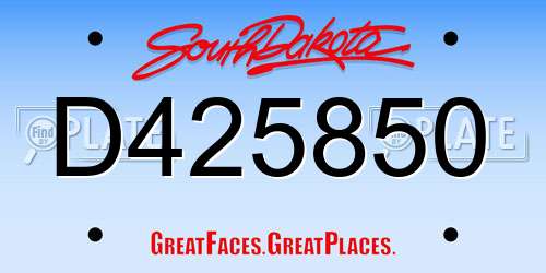 D425850 South Dakota License Plate
