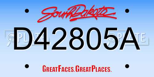 D42805A South Dakota License Plate