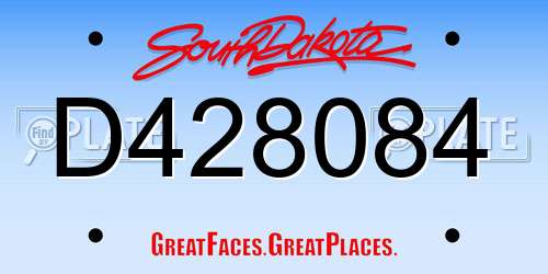 D428084 South Dakota License Plate