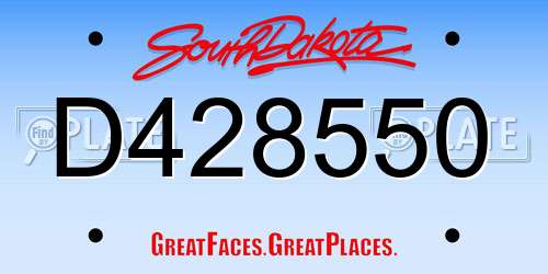 D428550 South Dakota License Plate