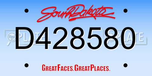 D428580 South Dakota License Plate