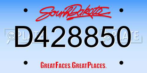 D428850 South Dakota License Plate