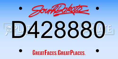 D428880 South Dakota License Plate