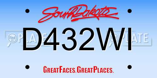 D432WI South Dakota License Plate