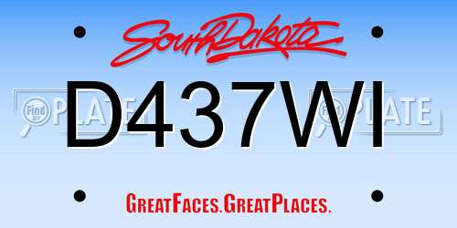 D437WI South Dakota License Plate