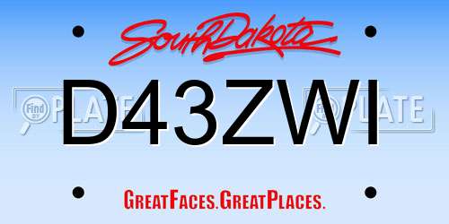 D43ZWI South Dakota License Plate