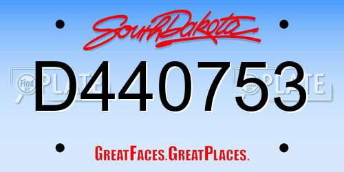 D440753 South Dakota License Plate