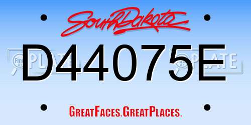 D44075E South Dakota License Plate