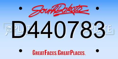 D440783 South Dakota License Plate