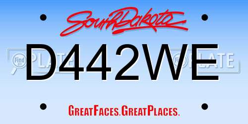 D442WE South Dakota License Plate