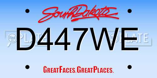 D447WE South Dakota License Plate