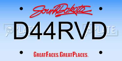D44RVD South Dakota License Plate