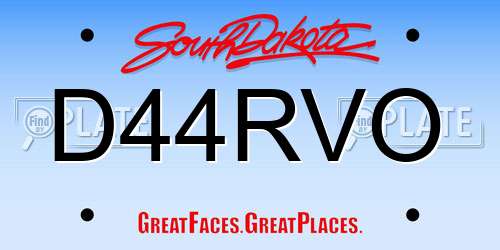 D44RVO South Dakota License Plate