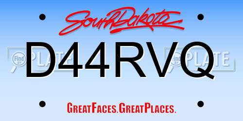 D44RVQ South Dakota License Plate