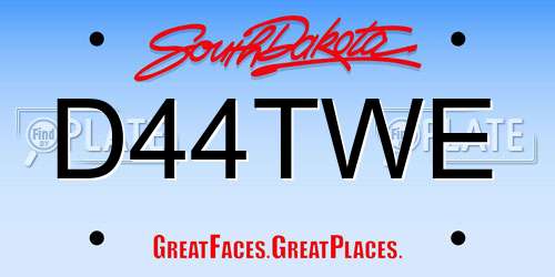 D44TWE South Dakota License Plate