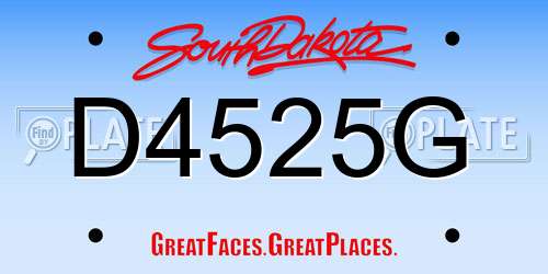 D4525G South Dakota License Plate