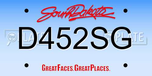 D452SG South Dakota License Plate