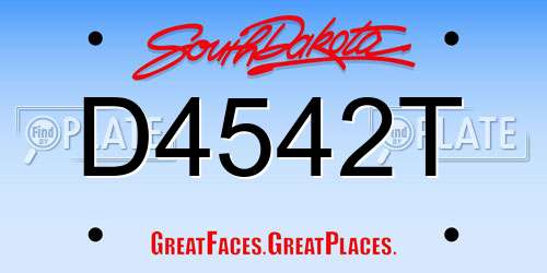 D4542T South Dakota License Plate