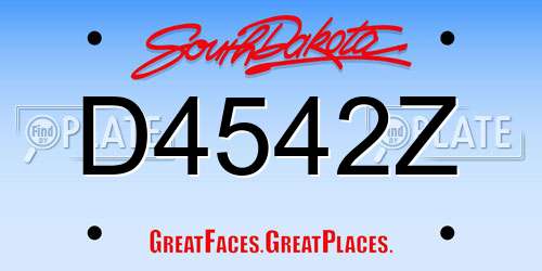 D4542Z South Dakota License Plate
