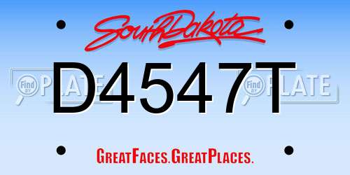 D4547T South Dakota License Plate