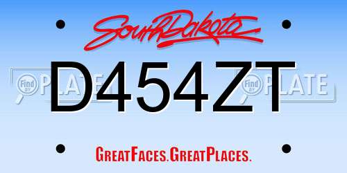 D454ZT South Dakota License Plate