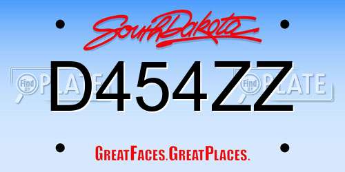 D454ZZ South Dakota License Plate