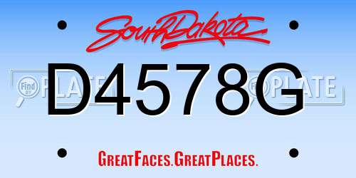 D4578G South Dakota License Plate