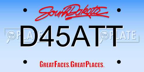 D45ATT South Dakota License Plate
