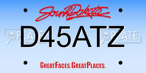 D45ATZ South Dakota License Plate