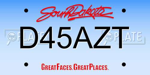 D45AZT South Dakota License Plate