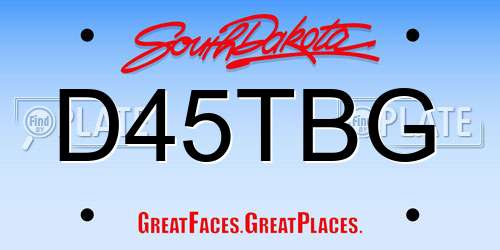 D45TBG South Dakota License Plate